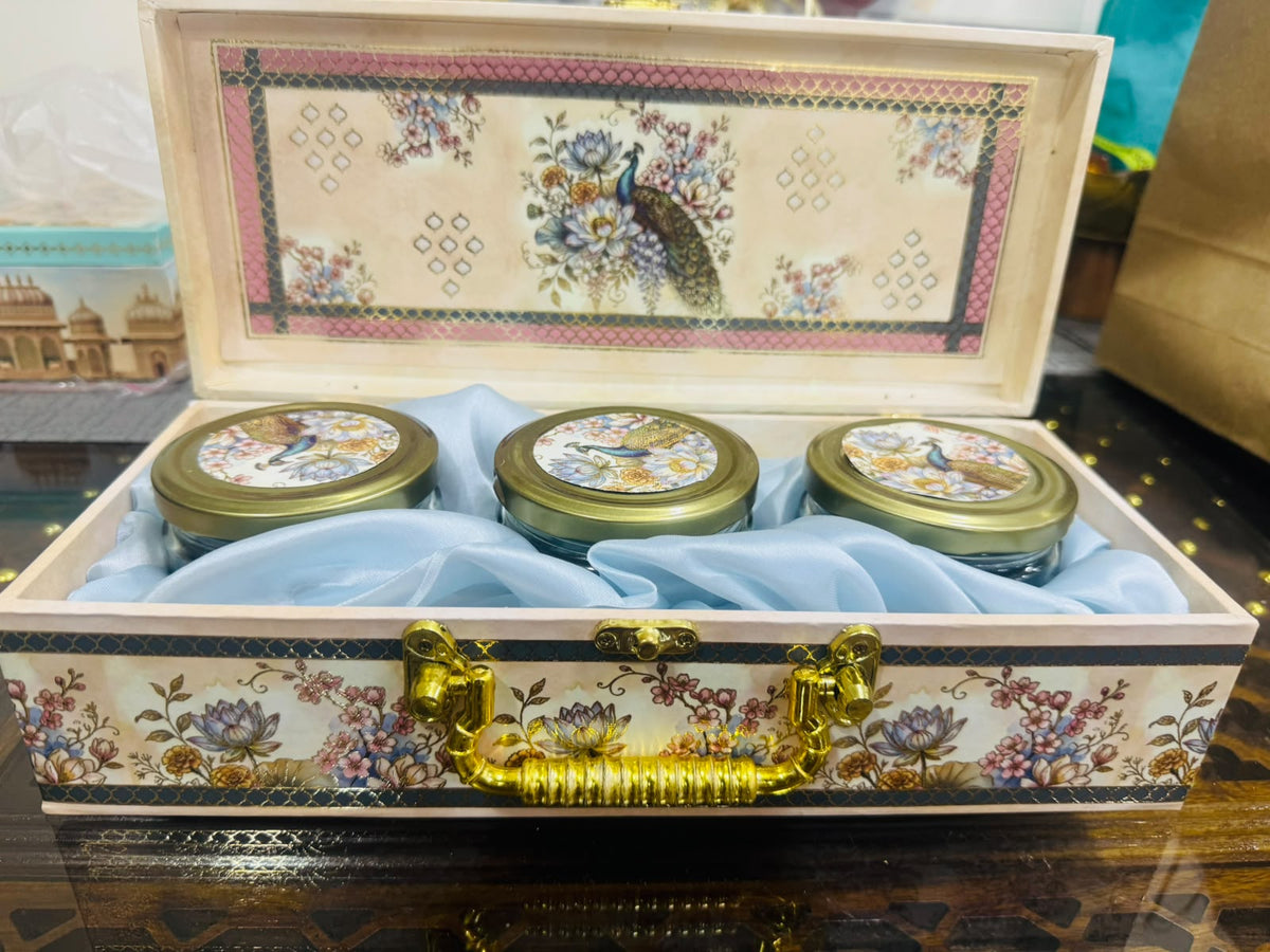 Kerva Peacock Box | Handcrafted Gift Box with 100g Almonds, Walnuts & Cashews