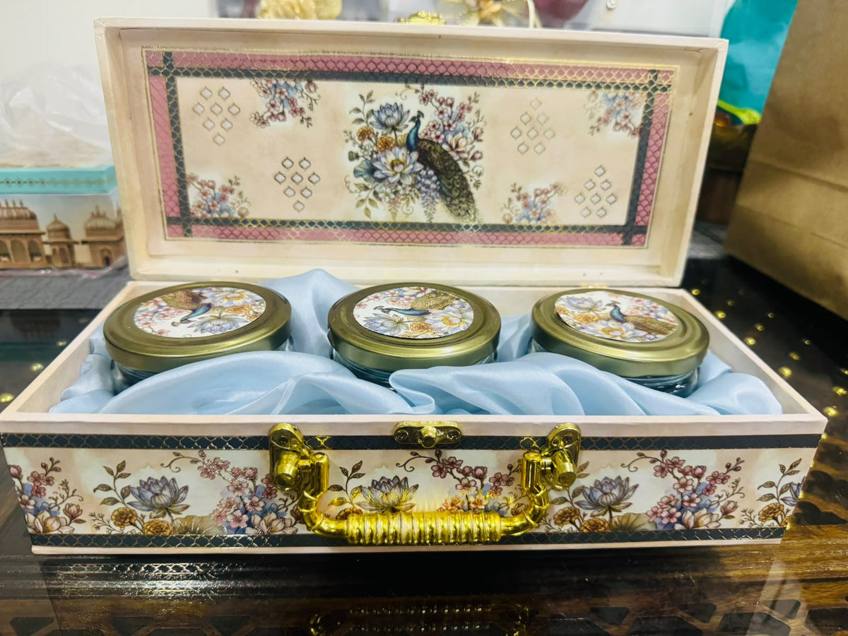 Kerva Peacock Box | Handcrafted Gift Box with 100g Almonds, Walnuts & Cashews