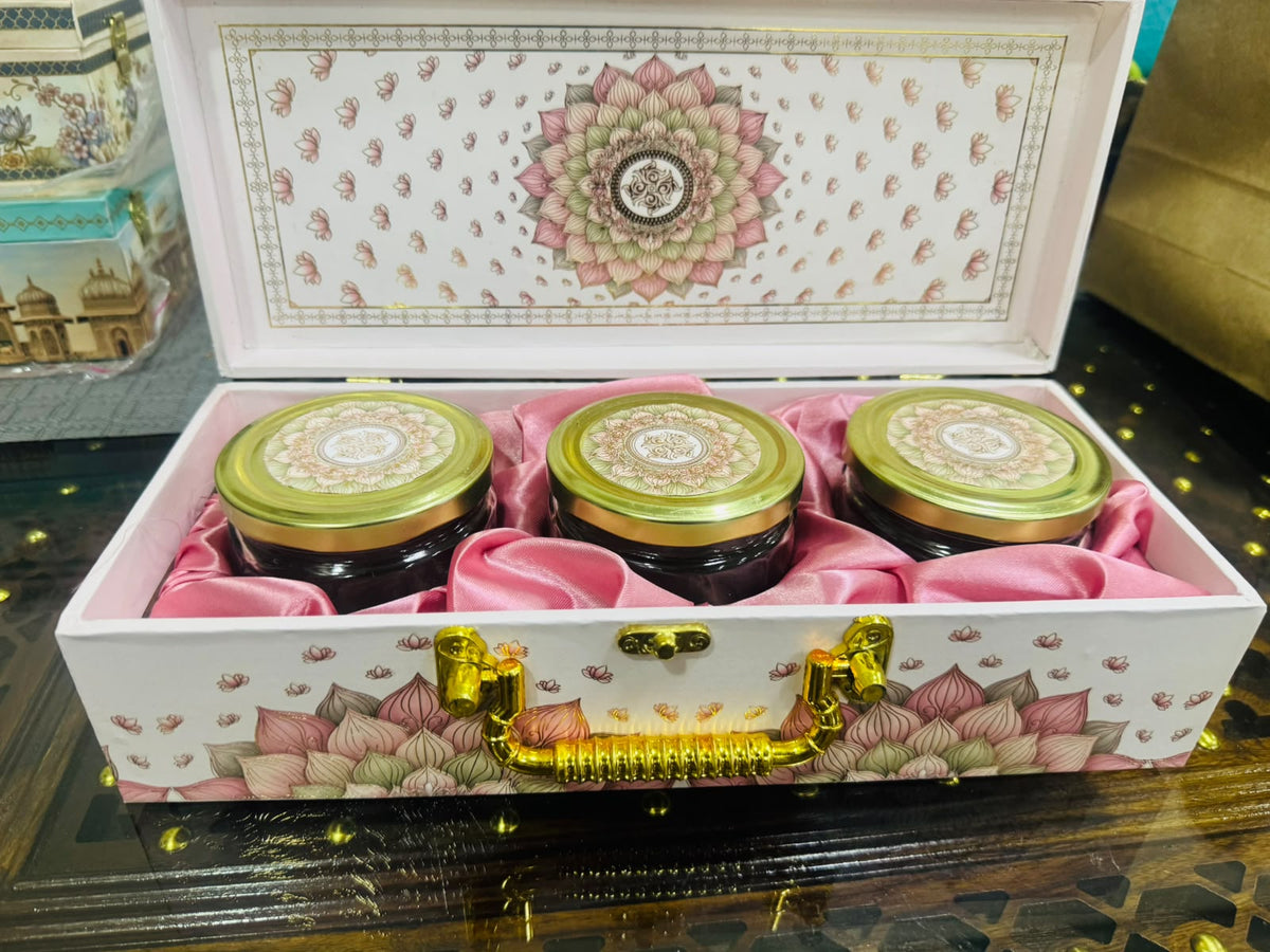 Kerva Lotus Box | Handcrafted Gift Box with 100g Almonds, Walnuts & Cashews