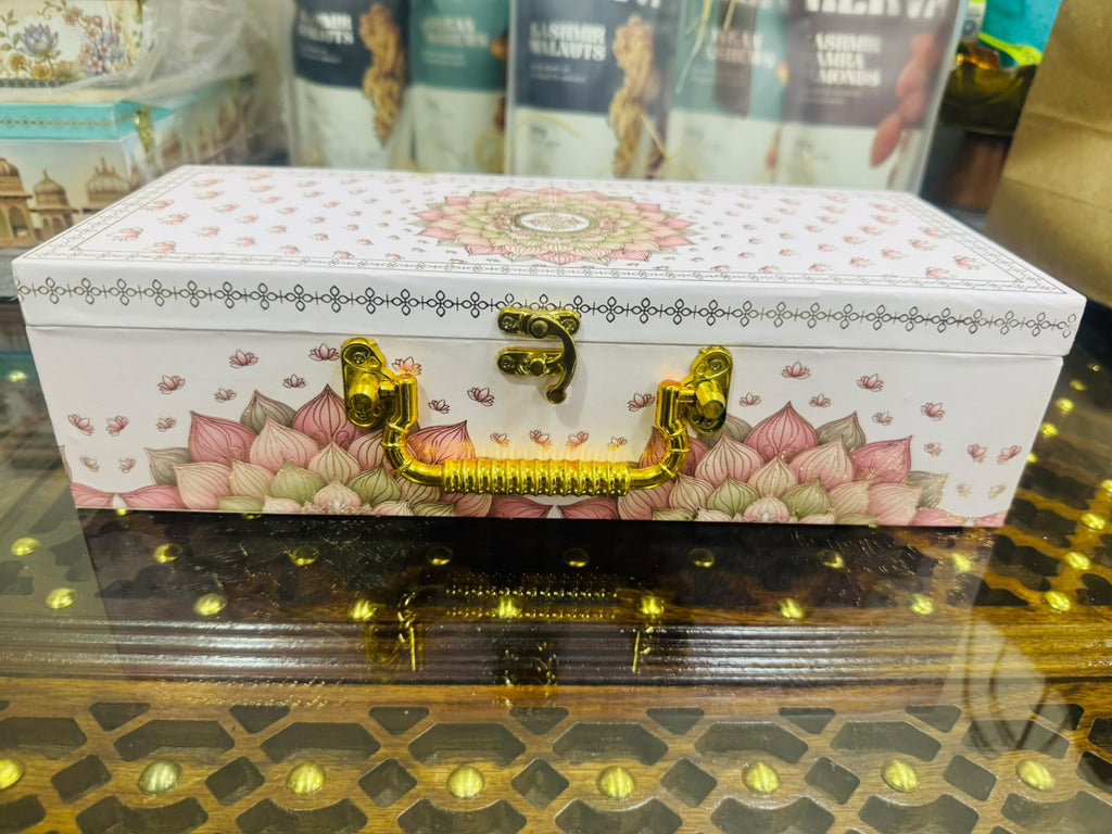 Kerva Lotus Box | Handcrafted Gift Box with 100g Almonds, Walnuts & Cashews