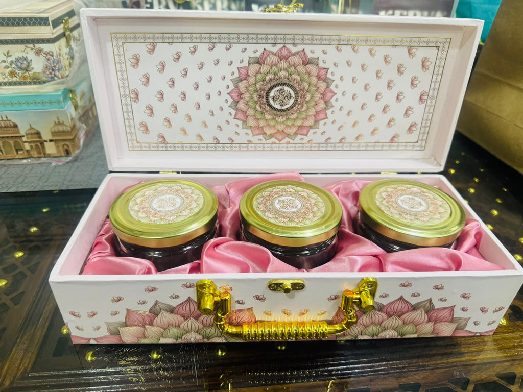 Kerva Lotus Box | Handcrafted Gift Box with 100g Almonds, Walnuts & Cashews